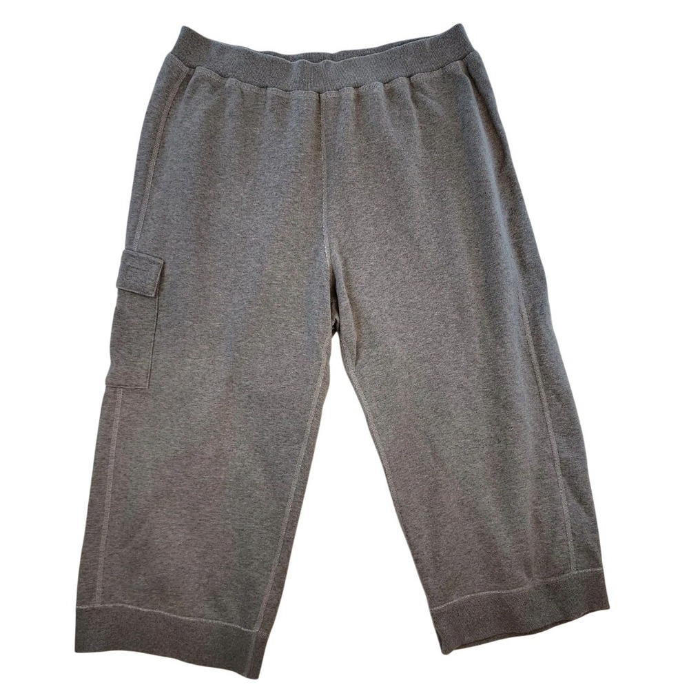 Hannah Andersson Grey Cropped Cargo Lounge Cozy Sweatpant Straight Leg Women L